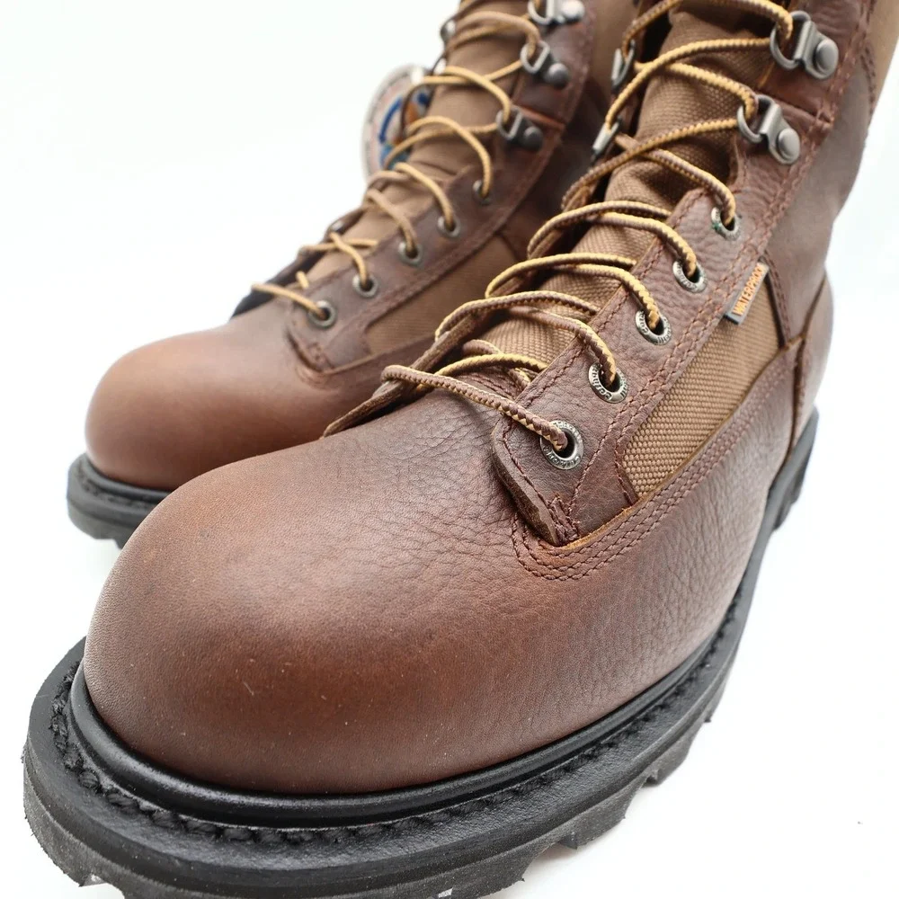 Carhartt Work Boots Mens 12 M Brown Leather Waterproof 8